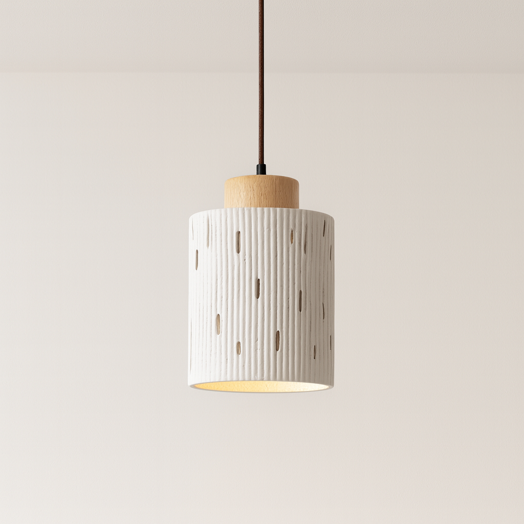 Luminária Pendente Moderna Minimalista Cimento Madeira Kukes