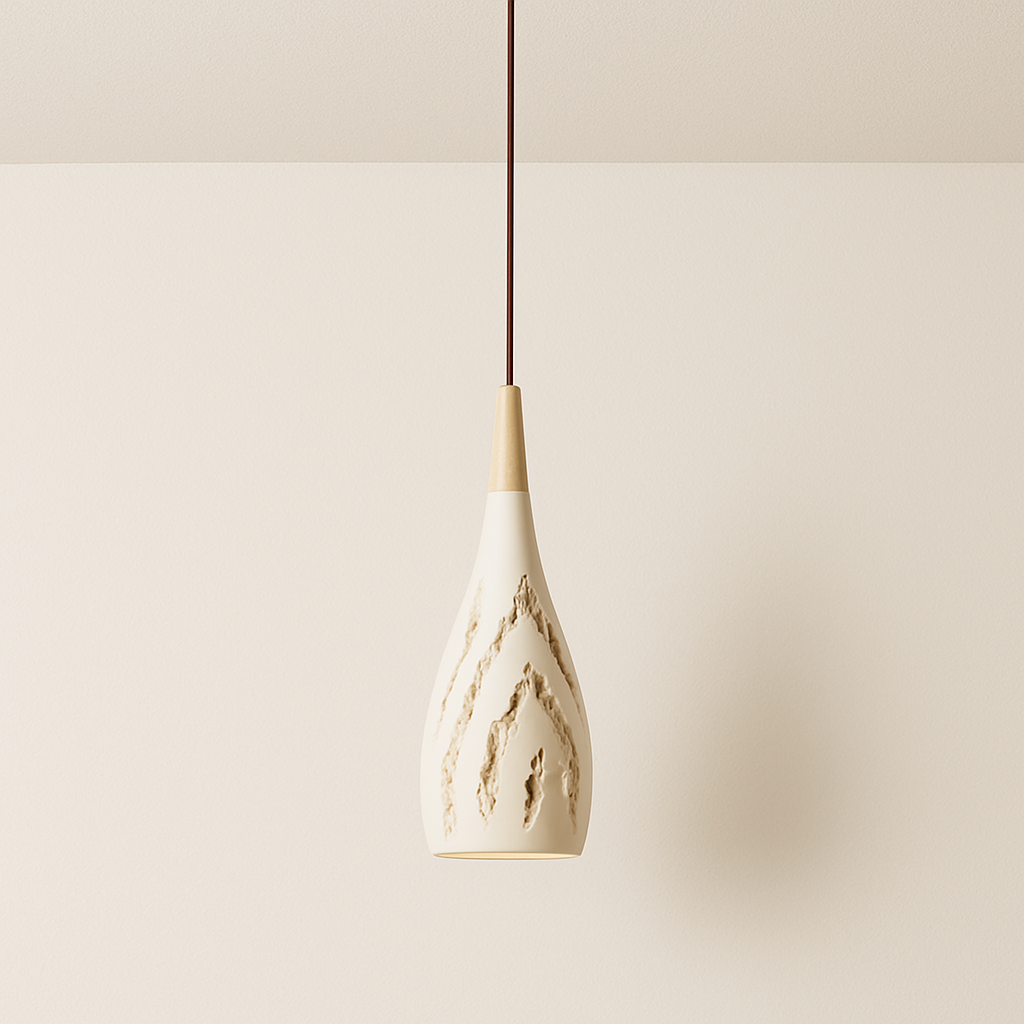 Luminária Pendente Moderna Minimalista Cimento Madeira Bulqize