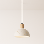 Luminária Pendente Moderna Minimalista Cerâmica Madeira Libraz