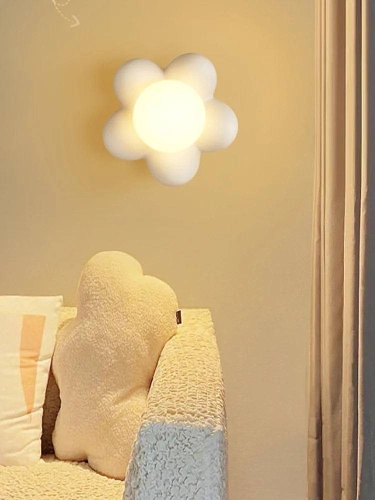 Quarto do miúdo conduziu a lâmpada de parede moderna resina corpo flor estilo quarto sala estar restaurante decoração iluminação teto casa luzes parede