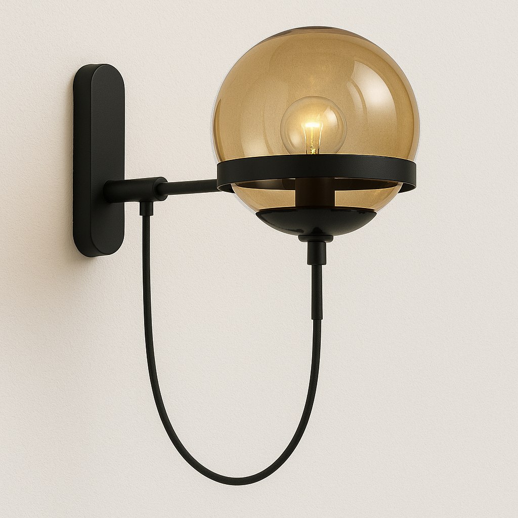 Luminária de Parede para Ponto Focal Decorativo com Globo de Vidro Fosco