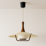 Iluminação Decorativa Pendente para Ambientes em Tecido e Madeira