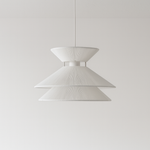 Iluminação Decorativa Pendente para Ambientes em Metal com Cúpula em Tecido