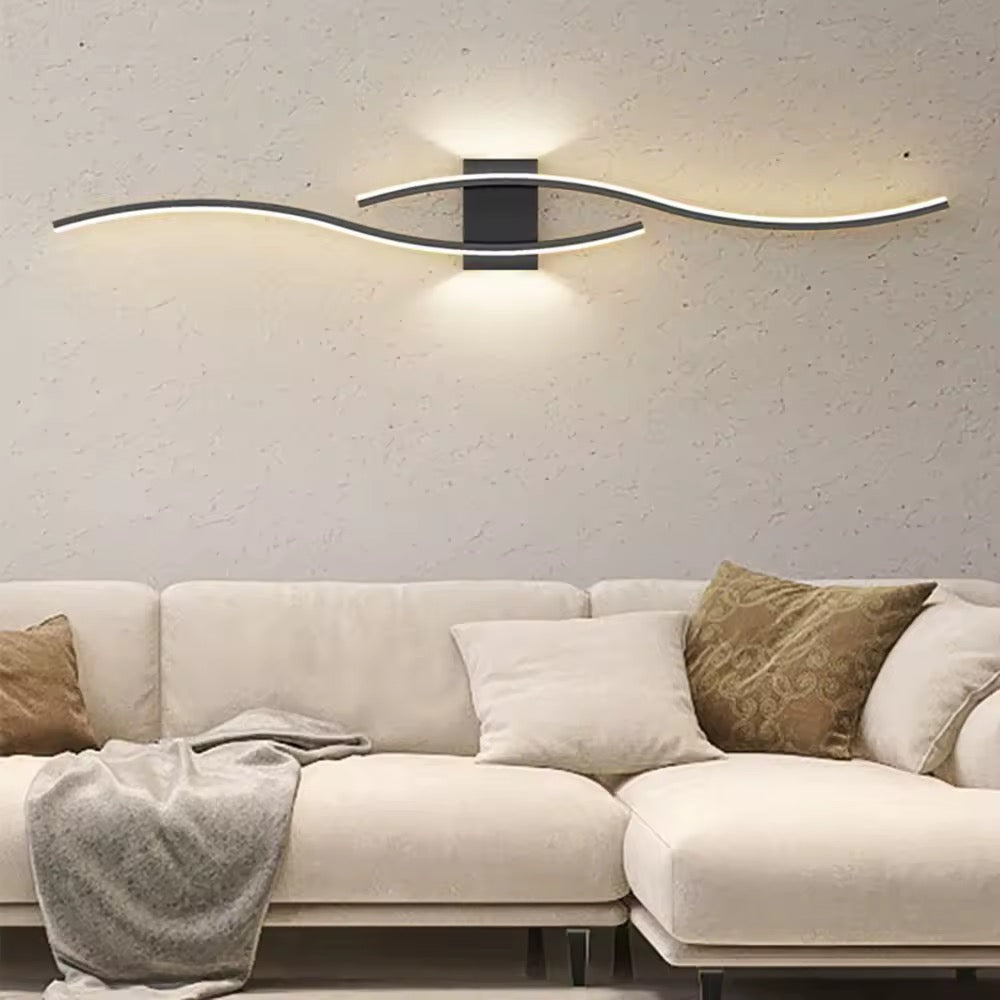 Arandela de Parede LED Preta Minimalista com Luz Dupla
