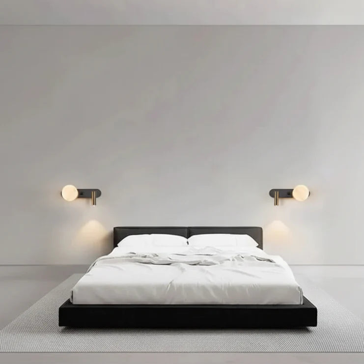 Lâmpada de parede moderna nórdica, preto e branco, minimalista, sala de estar, sofá fundo, luz decorativa, quarto luxuoso, cabeceira