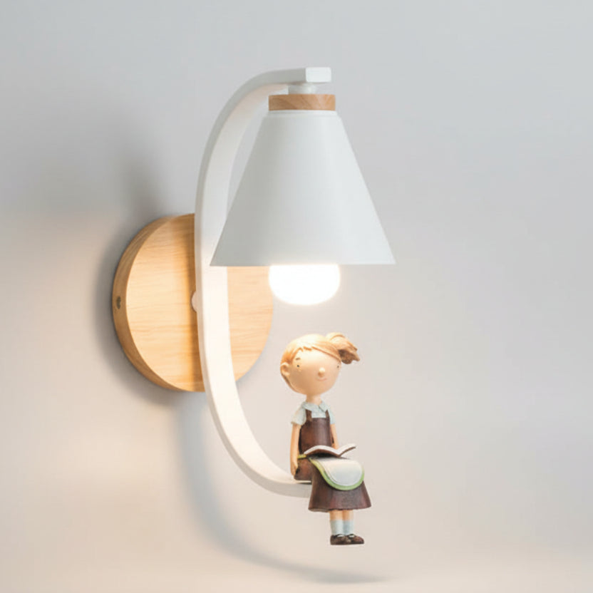 Luminária de parede moderna de madeira, modelo criativo de resina, lâmpadas de parede para sala de estar, quarto infantil, decoração nórdica de casa