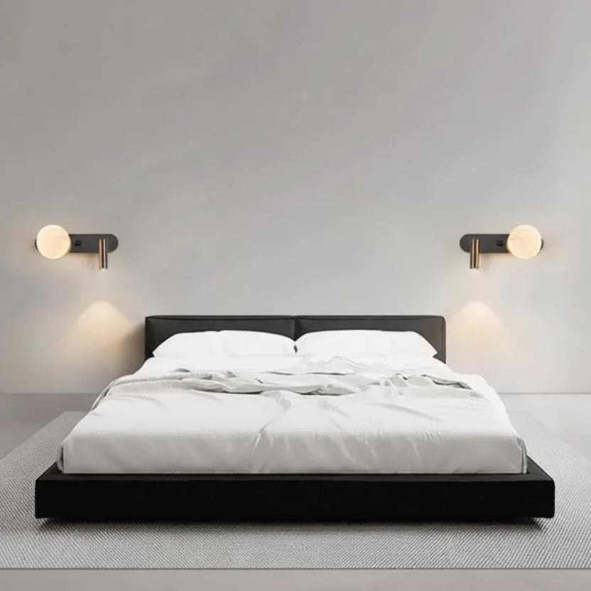 Lâmpada de parede moderna nórdica, preto e branco, minimalista, sala de estar, sofá fundo, luz decorativa, quarto luxuoso, cabeceira