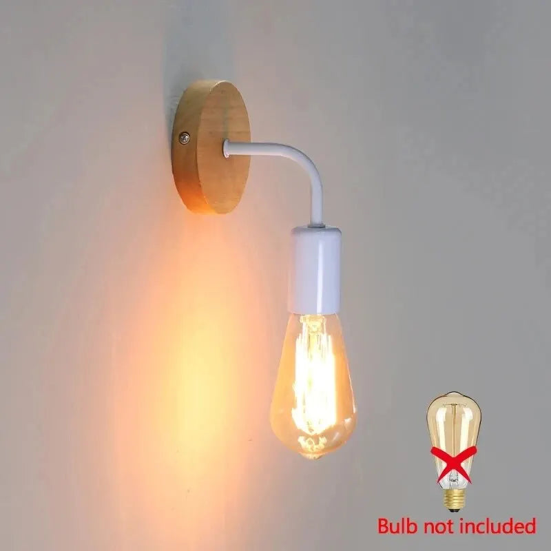 Arandela de Parede Vintage com Base de Madeira