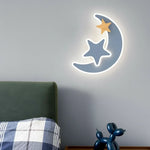 Luminária de parede led de desenho animado, moderna, criativa, lua, estrela, luz de parede, interior, bebê, quarto infantil, decoração de cabeceira, presente para crianças