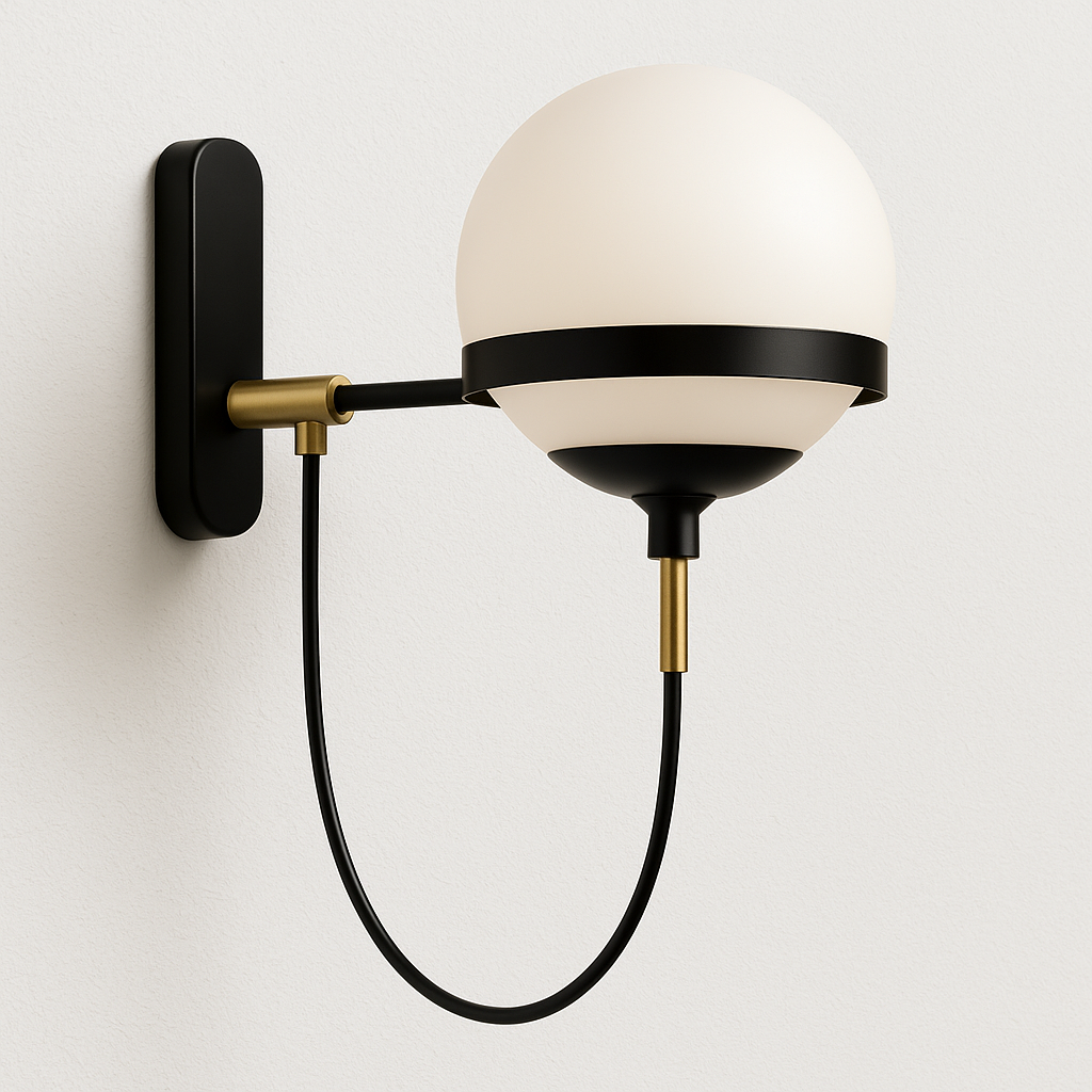 Luminária de Parede para Ponto Focal Decorativo com Globo de Vidro Fosco