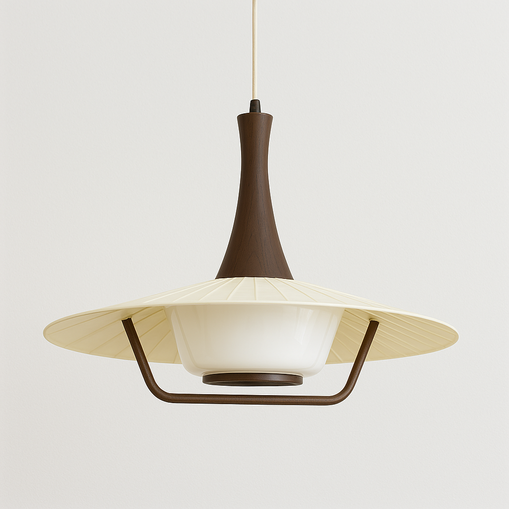 Iluminação Decorativa Pendente para Ambientes em Tecido e Madeira