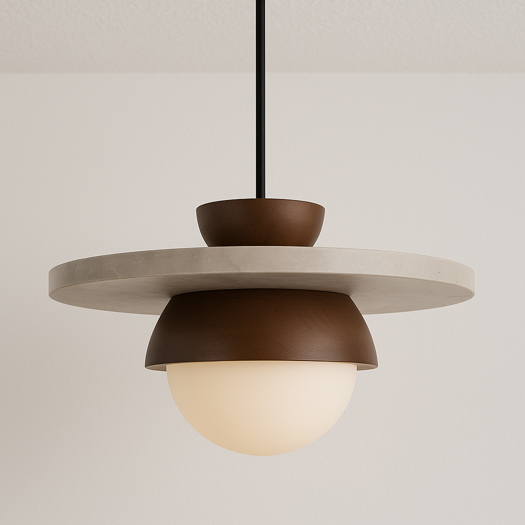 Iluminação Decorativa Pendente para Salas e Mesas em Mármore e Madeira