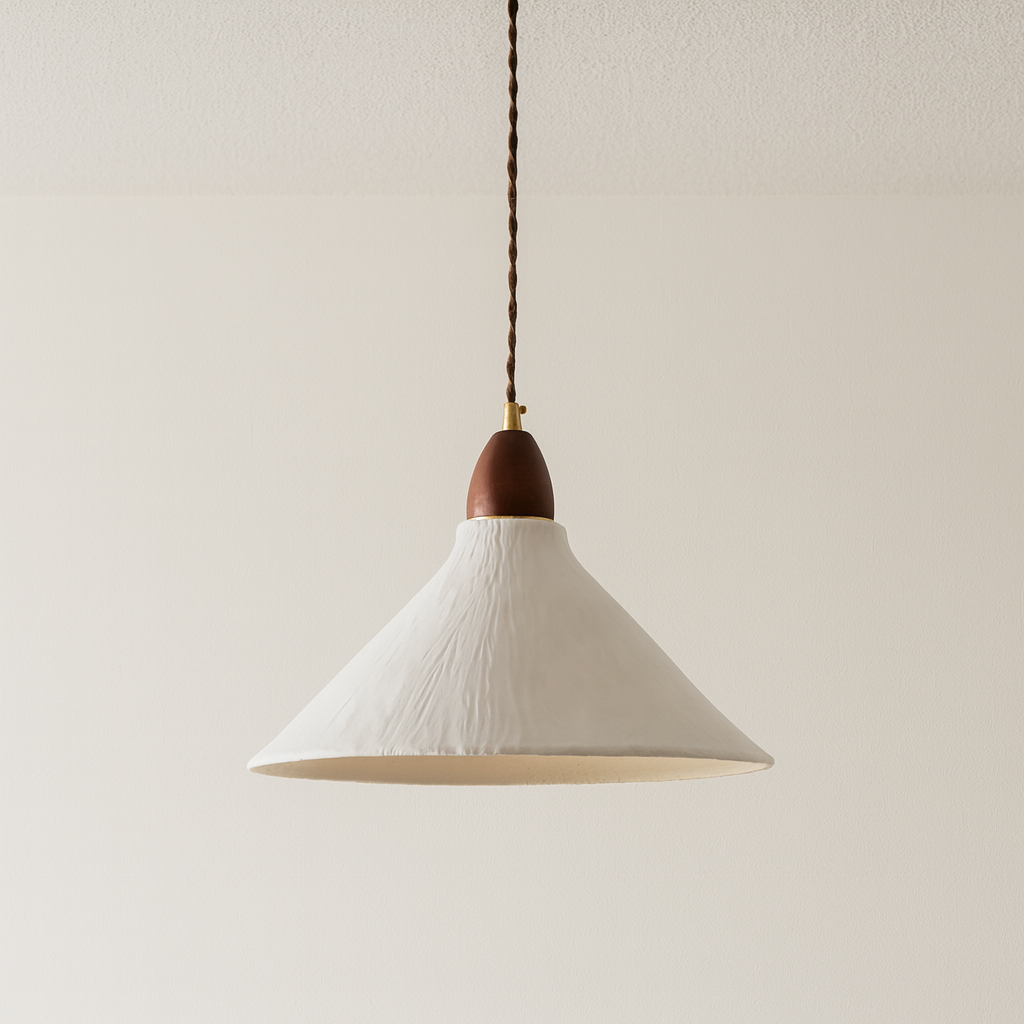 Iluminação Decorativa Pendente para Salas e Mesas com Papel e Madeira