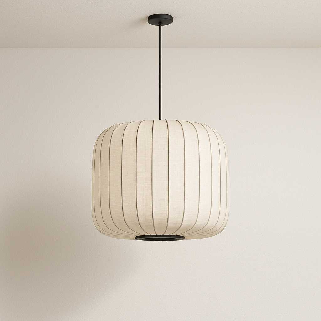 Iluminação Decorativa Pendente para Ambientes com Cúpula em Tecido