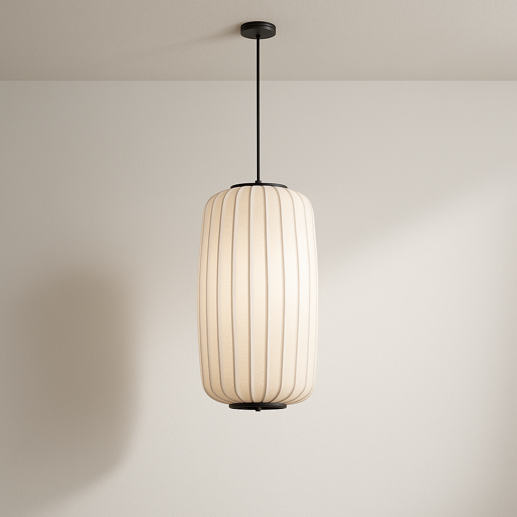 Iluminação Decorativa Pendente para Ambientes com Cúpula em Tecido