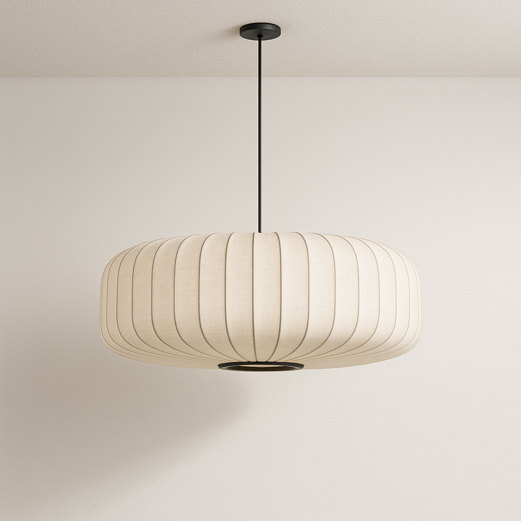 Iluminação Decorativa Pendente para Ambientes com Cúpula em Tecido